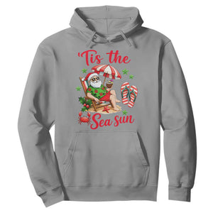 Funny Santa Christmas In July Graphic Hoodie Tis The Sea Sun TS12 Sport Gray Print Your Wear