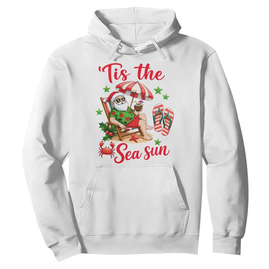 Funny Santa Christmas In July Graphic Hoodie Tis The Sea Sun TS12 White Print Your Wear
