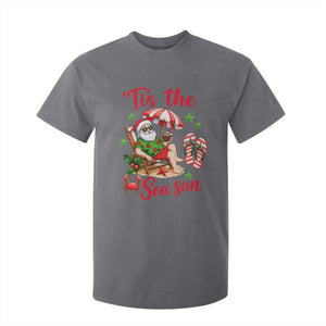 Funny Santa Christmas In July Graphic T Shirt For Kid Tis The Sea Sun TS12 Charcoal Print Your Wear
