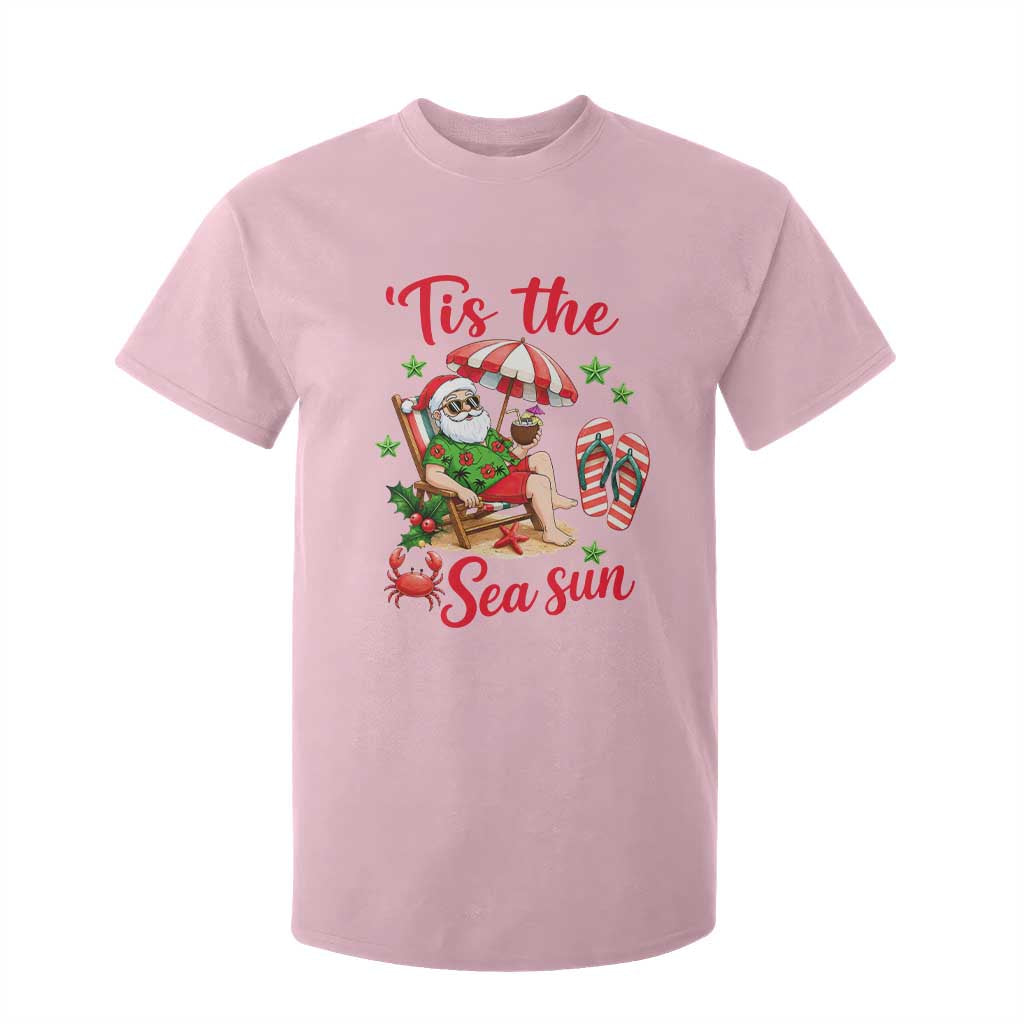 Funny Santa Christmas In July Graphic T Shirt For Kid Tis The Sea Sun TS12 Light Pink Print Your Wear