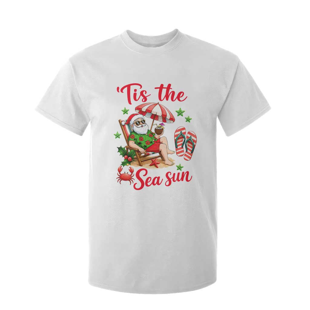 Funny Santa Christmas In July Graphic T Shirt For Kid Tis The Sea Sun TS12 White Print Your Wear