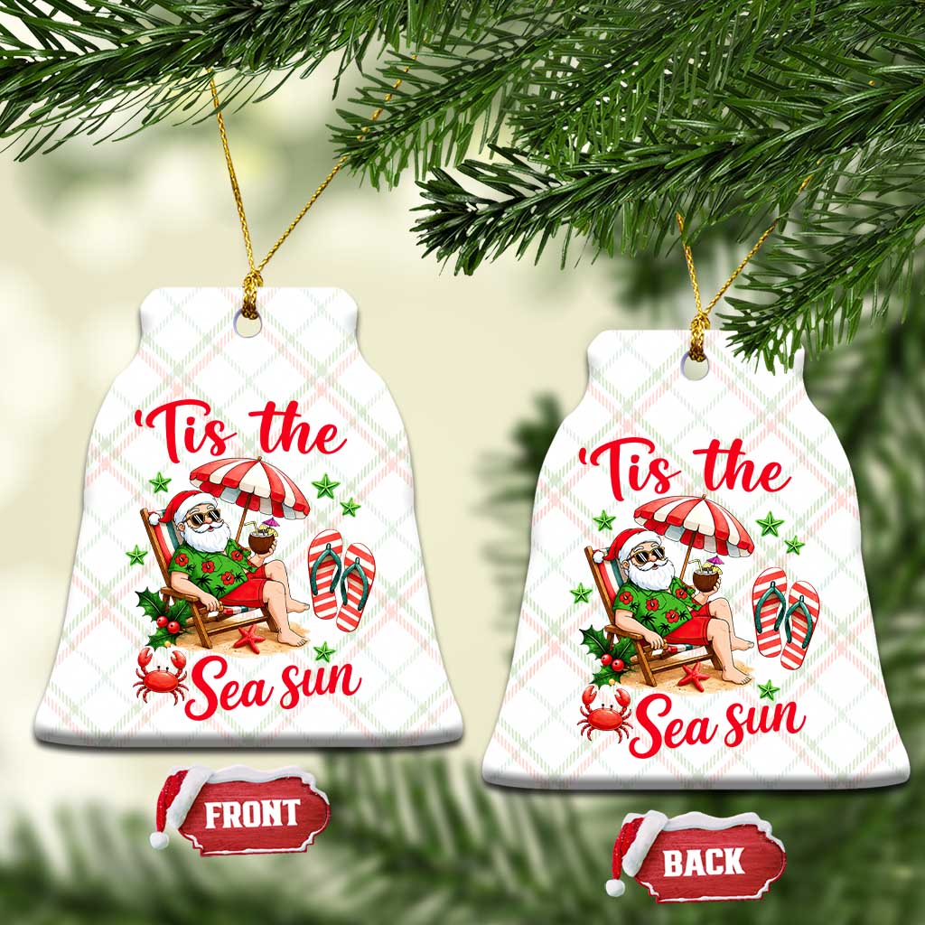 Funny Santa Christmas In July Graphic Ceramic Ornament Tis The Sea Sun TS12 Print Your Wear