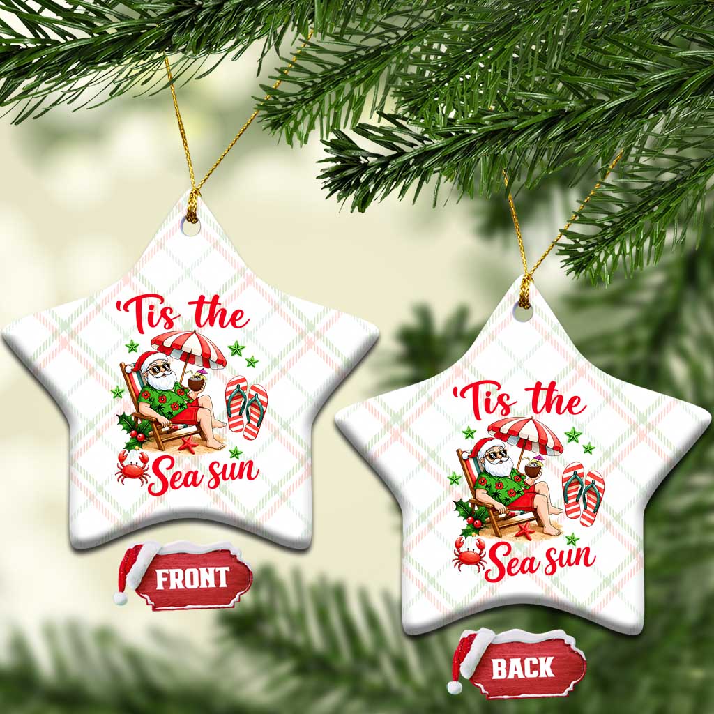 Funny Santa Christmas In July Graphic Ceramic Ornament Tis The Sea Sun TS12 Print Your Wear
