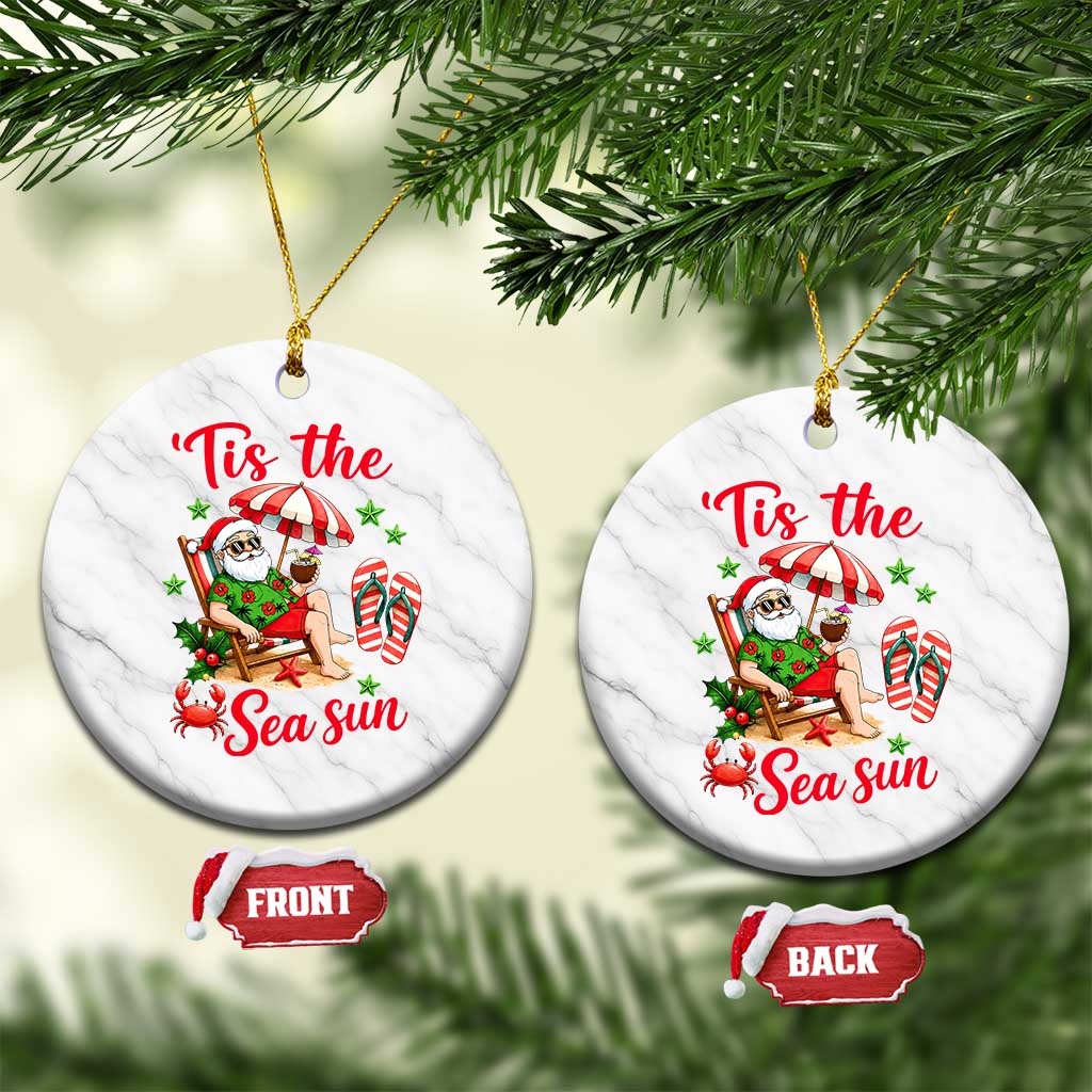 Funny Santa Christmas In July Graphic Ceramic Ornament Tis The Sea Sun TS12 1pc White Marble Print Your Wear