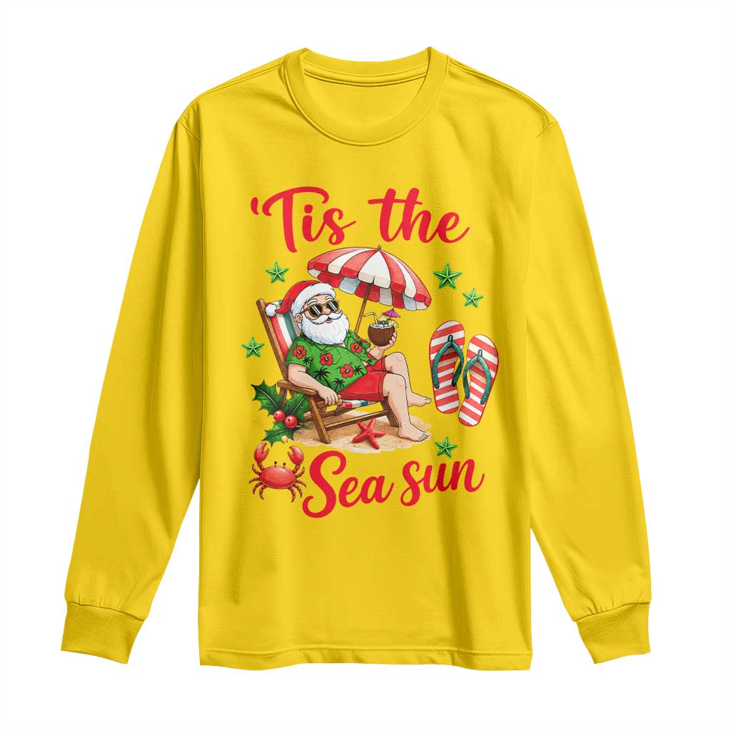 Funny Santa Christmas In July Graphic Long Sleeve Shirt Tis The Sea Sun TS12 Daisy Print Your Wear