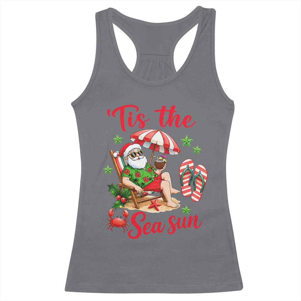 Funny Santa Christmas In July Graphic Racerback Tank Top Tis The Sea Sun TS12 Charcoal Print Your Wear