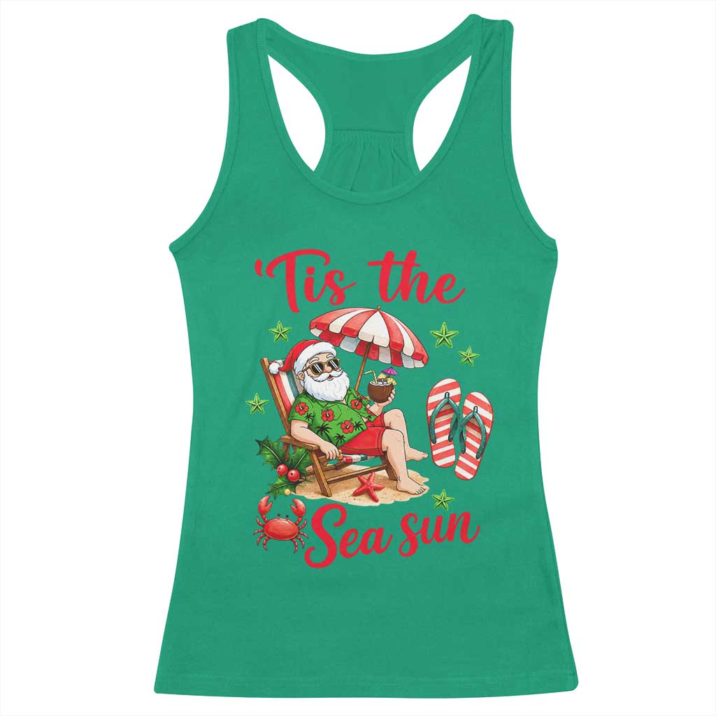 Funny Santa Christmas In July Graphic Racerback Tank Top Tis The Sea Sun TS12 Irish Green Print Your Wear