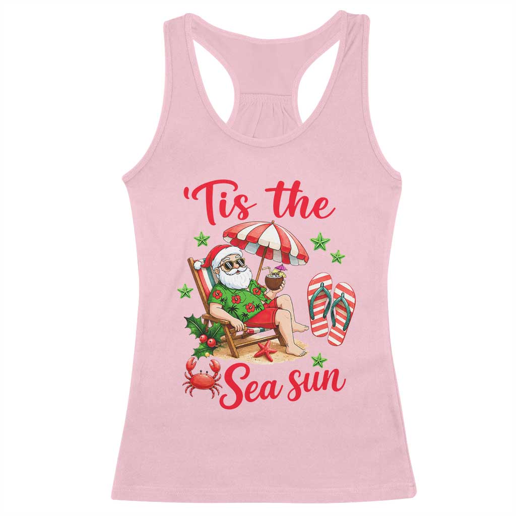 Funny Santa Christmas In July Graphic Racerback Tank Top Tis The Sea Sun TS12 Light Pink Print Your Wear
