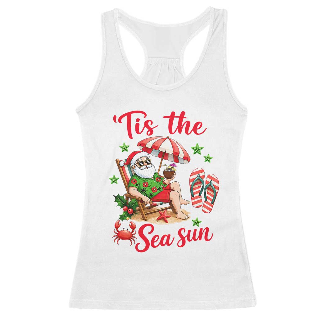 Funny Santa Christmas In July Graphic Racerback Tank Top Tis The Sea Sun TS12 White Print Your Wear