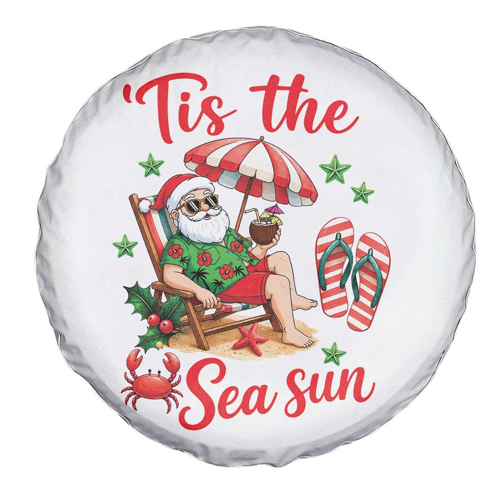 Funny Santa Christmas In July Graphic Spare Tire Cover Tis The Sea Sun TS12 Print Your Wear