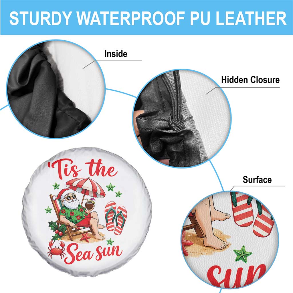 Funny Santa Christmas In July Graphic Spare Tire Cover Tis The Sea Sun TS12 Print Your Wear
