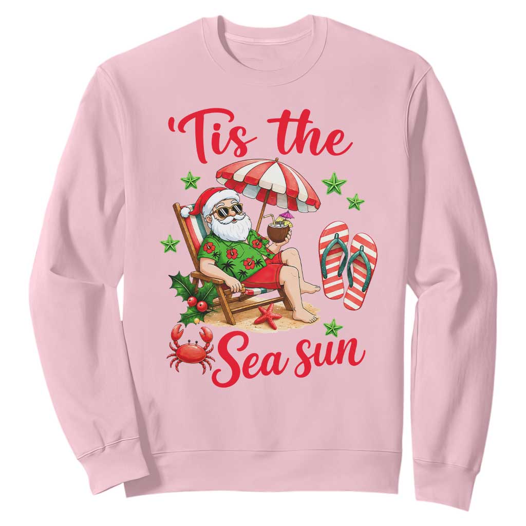 Funny Santa Christmas In July Graphic Sweatshirt Tis The Sea Sun TS12 Light Pink Print Your Wear