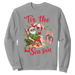 Funny Santa Christmas In July Graphic Sweatshirt Tis The Sea Sun TS12 Sport Gray Print Your Wear