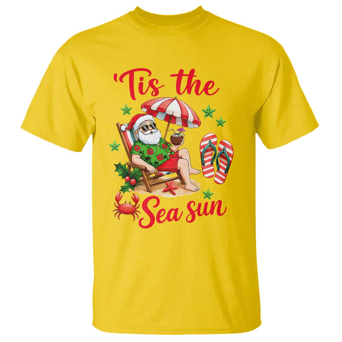 Funny Santa Christmas In July Graphic T Shirt Tis The Sea Sun