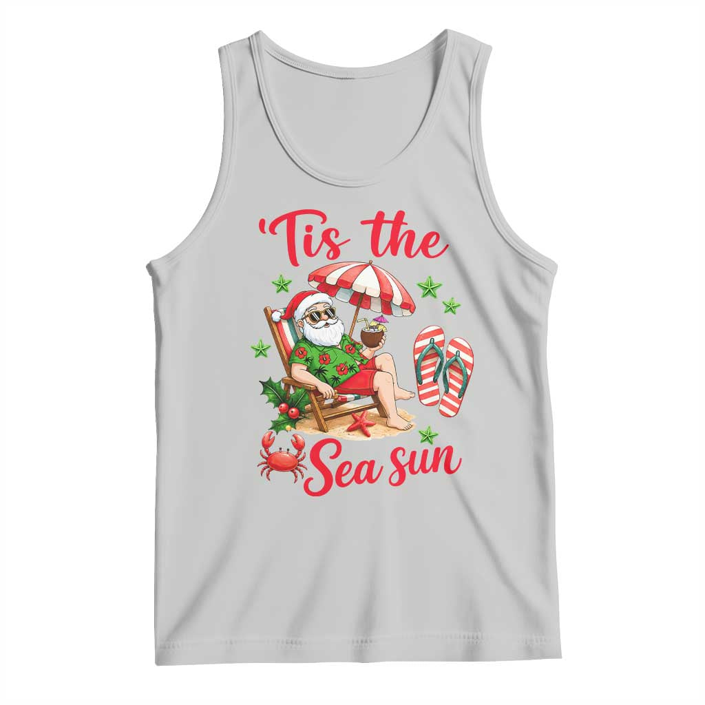 Funny Santa Christmas In July Graphic Tank Top Tis The Sea Sun TS12 Ash Print Your Wear