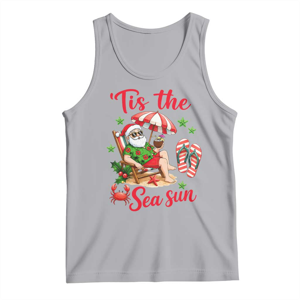 Funny Santa Christmas In July Graphic Tank Top Tis The Sea Sun TS12 Athletic Heather Print Your Wear