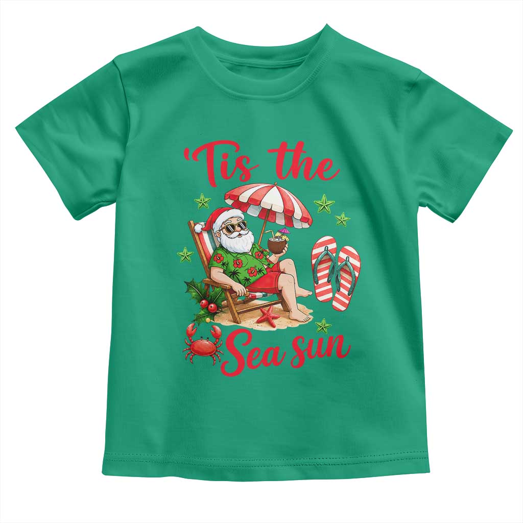 Funny Santa Christmas In July Graphic Toddler T Shirt Tis The Sea Sun TS12 Irish Green Print Your Wear