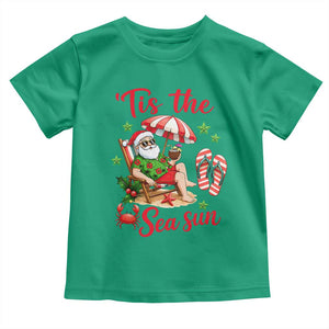 Funny Santa Christmas In July Graphic Toddler T Shirt Tis The Sea Sun TS12 Irish Green Print Your Wear