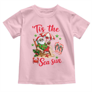 Funny Santa Christmas In July Graphic Toddler T Shirt Tis The Sea Sun TS12 Light Pink Print Your Wear