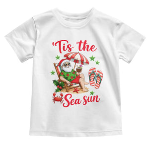 Funny Santa Christmas In July Graphic Toddler T Shirt Tis The Sea Sun TS12 White Print Your Wear