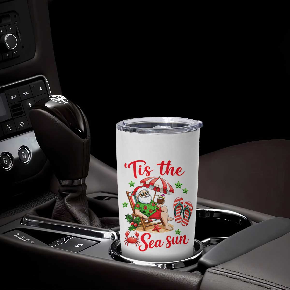 Funny Santa Christmas In July Graphic Tumbler Cup Tis The Sea Sun TS12 Print Your Wear