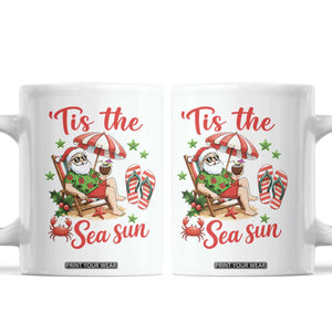 Funny Santa Christmas In July Graphic Coffee Mug Tis The Sea Sun TS12 White Print Your Wear