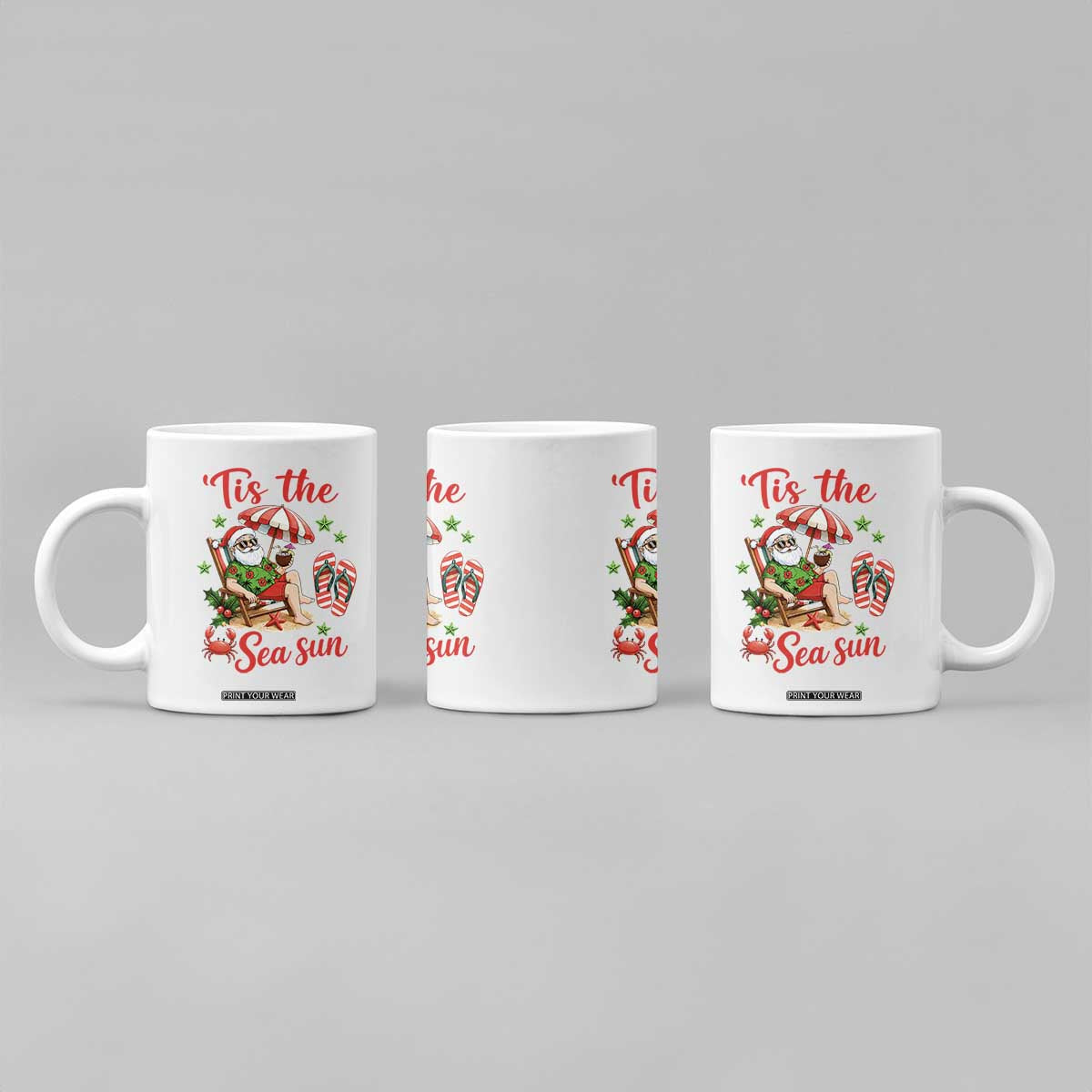 Funny Santa Christmas In July Graphic Coffee Mug Tis The Sea Sun TS12 Print Your Wear