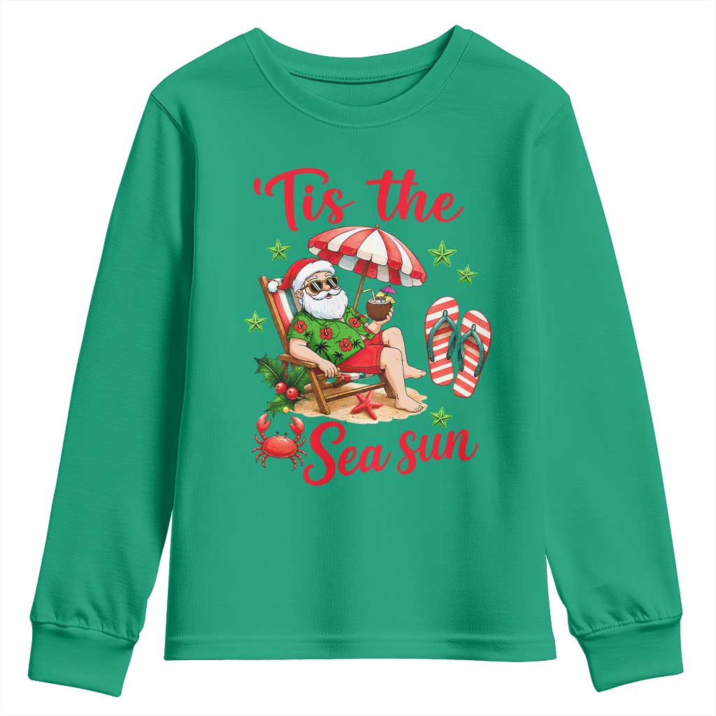 Funny Santa Christmas In July Graphic Youth Sweatshirt Tis The Sea Sun TS12 Irish Green Print Your Wear