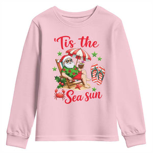 Funny Santa Christmas In July Graphic Youth Sweatshirt Tis The Sea Sun TS12 Light Pink Print Your Wear