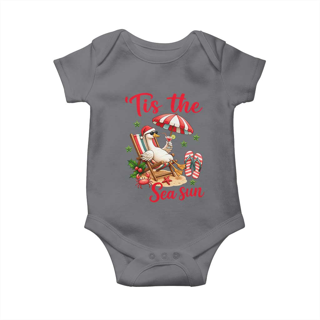 Funny Christmas In July Goose Baby Onesie Tropical Summer Beach Party TS12 Charcoal Print Your Wear