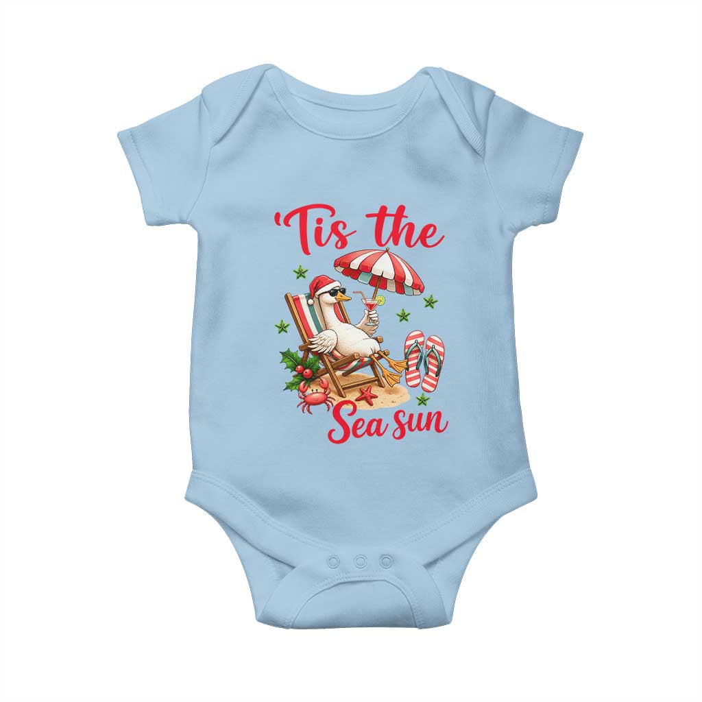 Funny Christmas In July Goose Baby Onesie Tropical Summer Beach Party TS12 Light Blue Print Your Wear