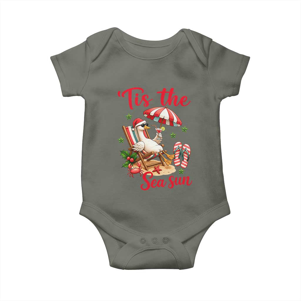 Funny Christmas In July Goose Baby Onesie Tropical Summer Beach Party TS12 Military Green Print Your Wear