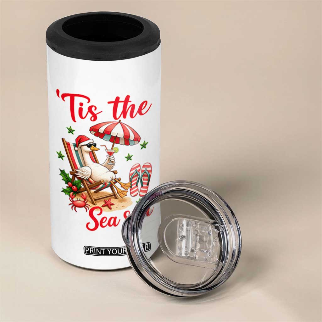 Funny Christmas In July Goose 4 in 1 Can Cooler Tumbler Tropical Summer Beach Party TS12 Print Your Wear