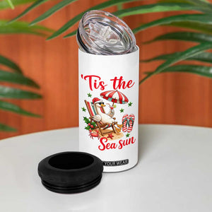 Funny Christmas In July Goose 4 in 1 Can Cooler Tumbler Tropical Summer Beach Party TS12 Print Your Wear