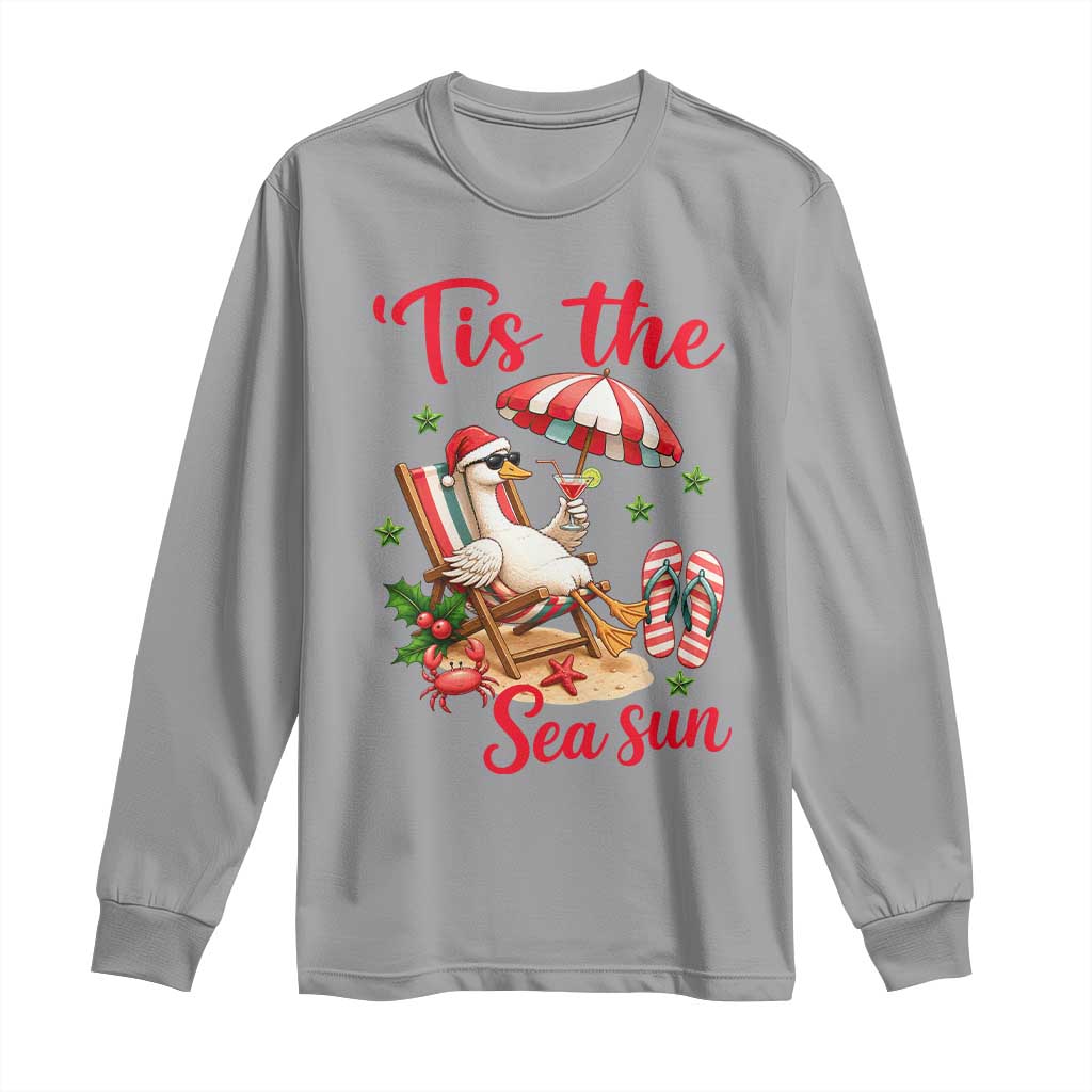 Funny Christmas In July Goose Long Sleeve Shirt Tropical Summer Beach Party TS12 Sport Gray Print Your Wear