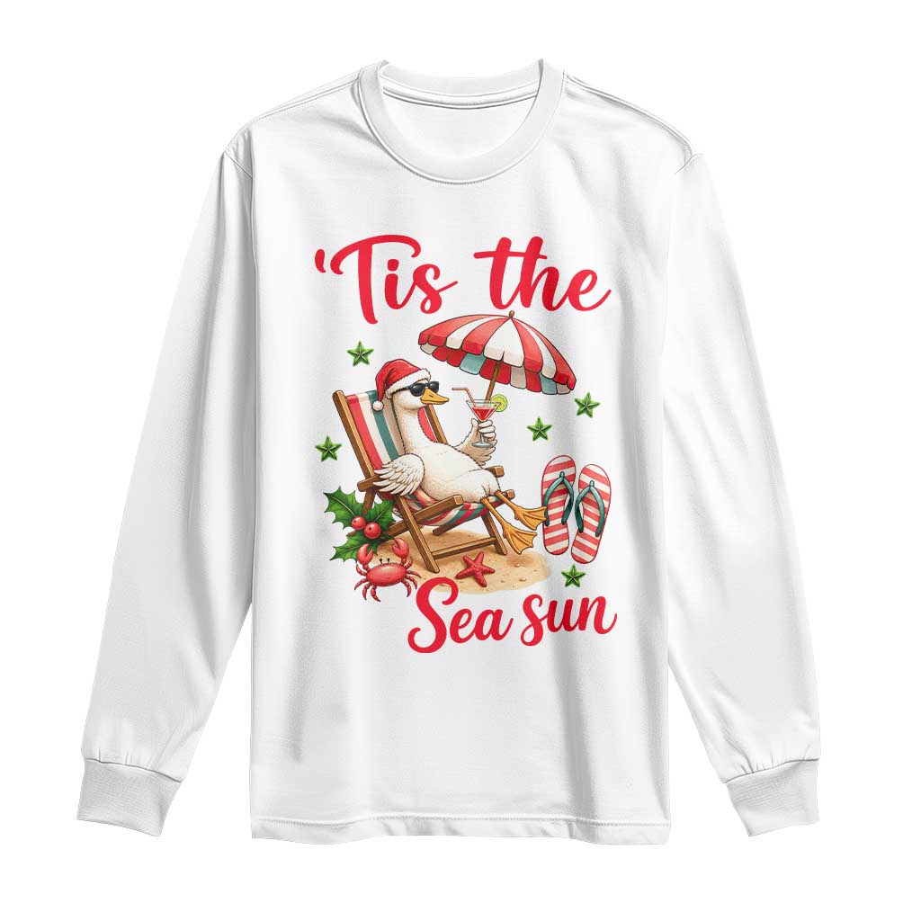 Funny Christmas In July Goose Long Sleeve Shirt Tropical Summer Beach Party TS12 White Print Your Wear