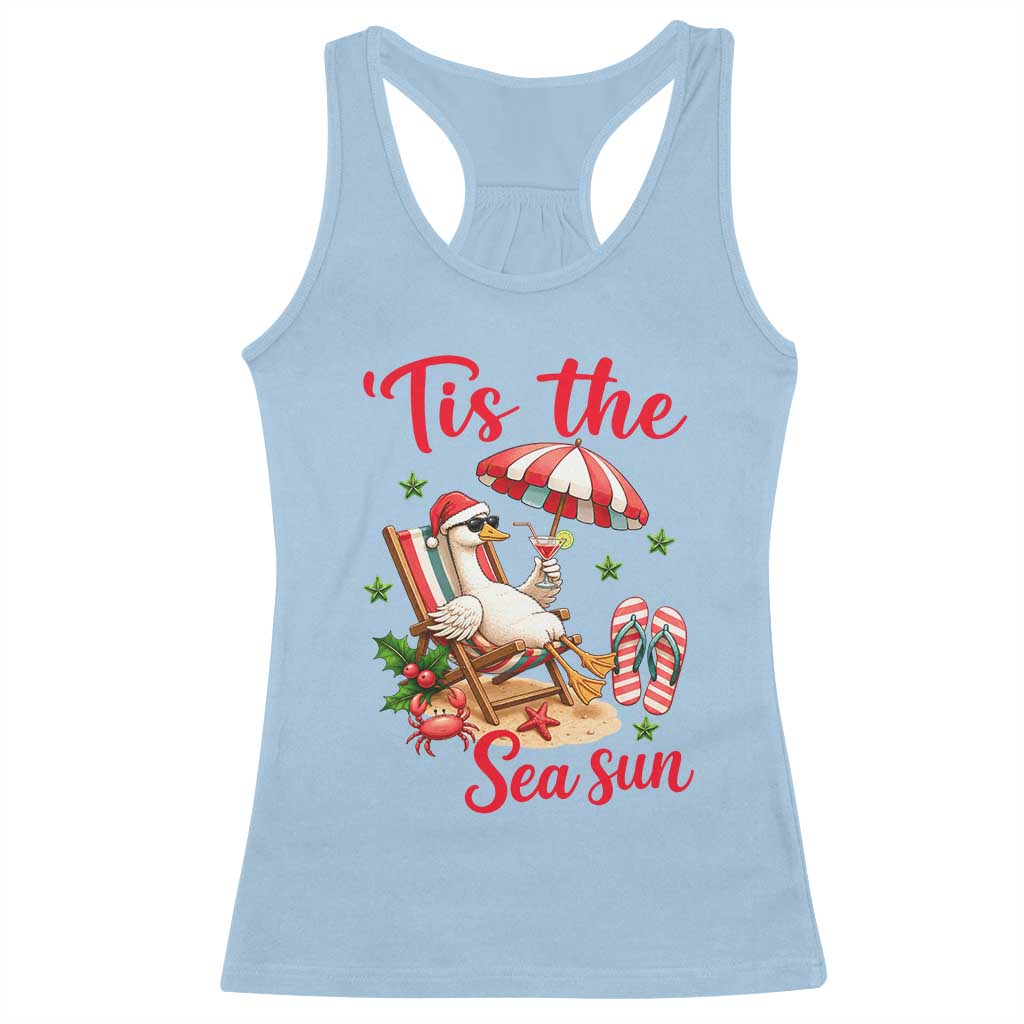 Funny Christmas In July Goose Racerback Tank Top Tropical Summer Beach Party TS12 Light Blue Print Your Wear