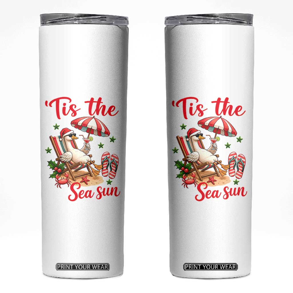 Funny Christmas In July Goose Skinny Tumbler Tropical Summer Beach Party TS12 White Print Your Wear