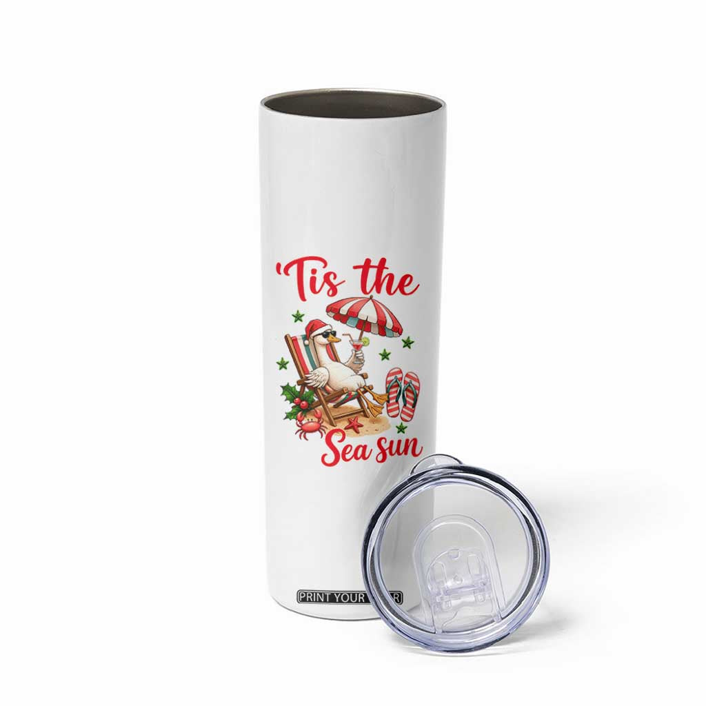 Funny Christmas In July Goose Skinny Tumbler Tropical Summer Beach Party TS12 Print Your Wear