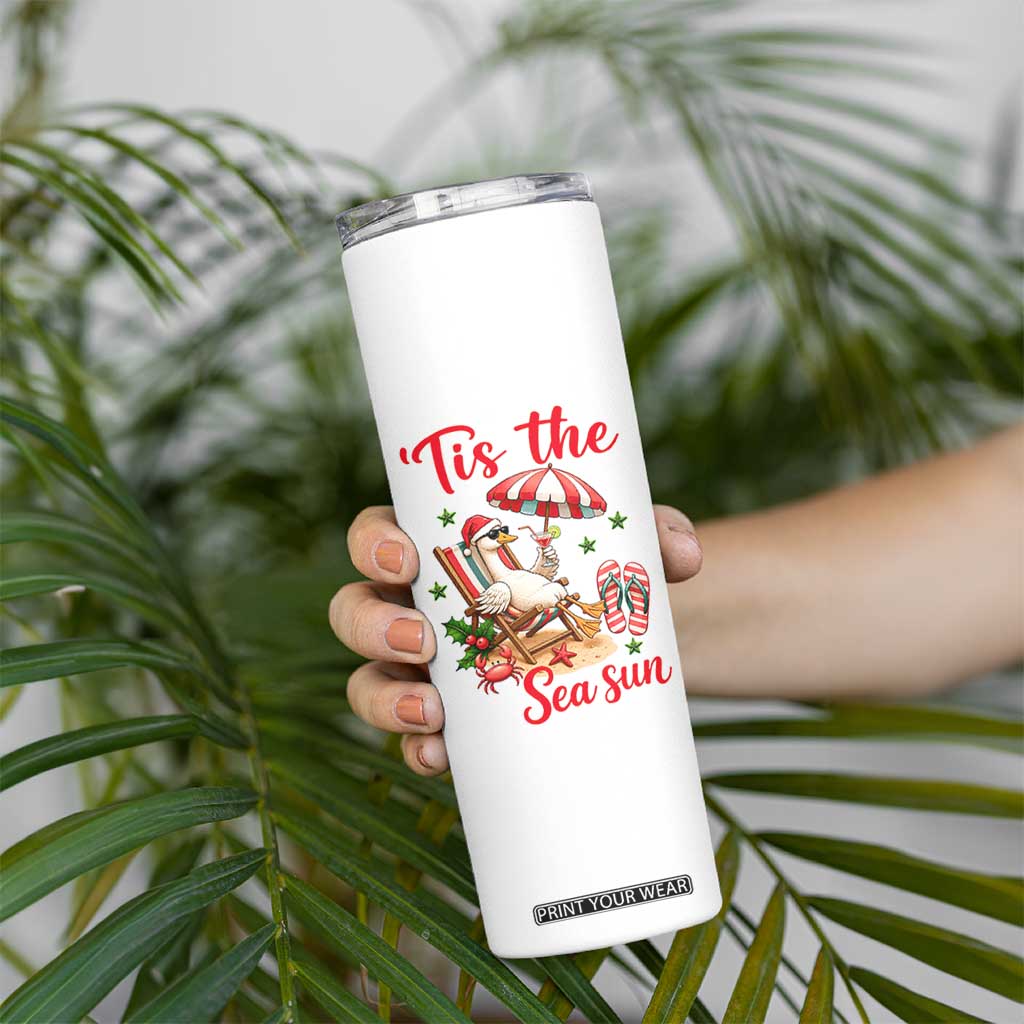 Funny Christmas In July Goose Skinny Tumbler Tropical Summer Beach Party TS12 Print Your Wear