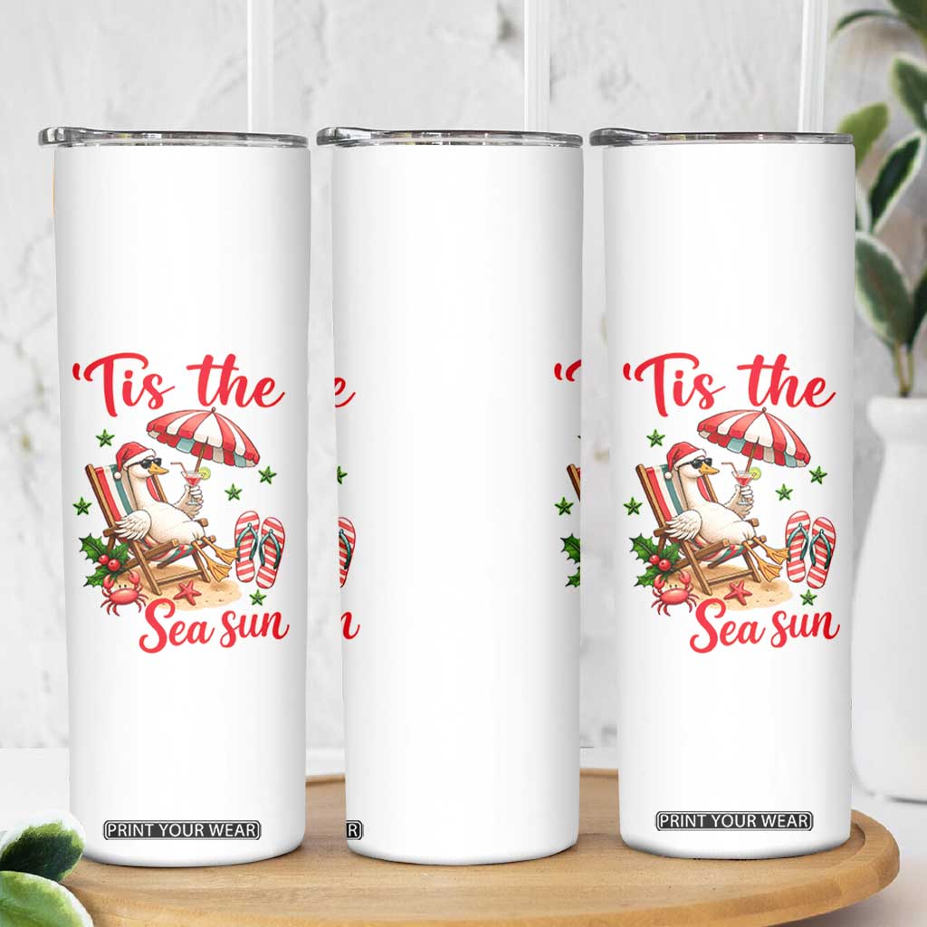 Funny Christmas In July Goose Skinny Tumbler Tropical Summer Beach Party TS12 Print Your Wear