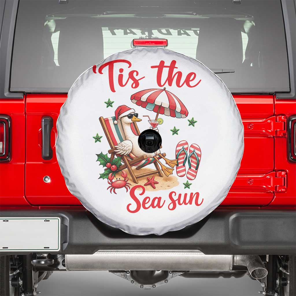 Funny Christmas In July Goose Spare Tire Cover Tropical Summer Beach Party TS12 White Print Your Wear