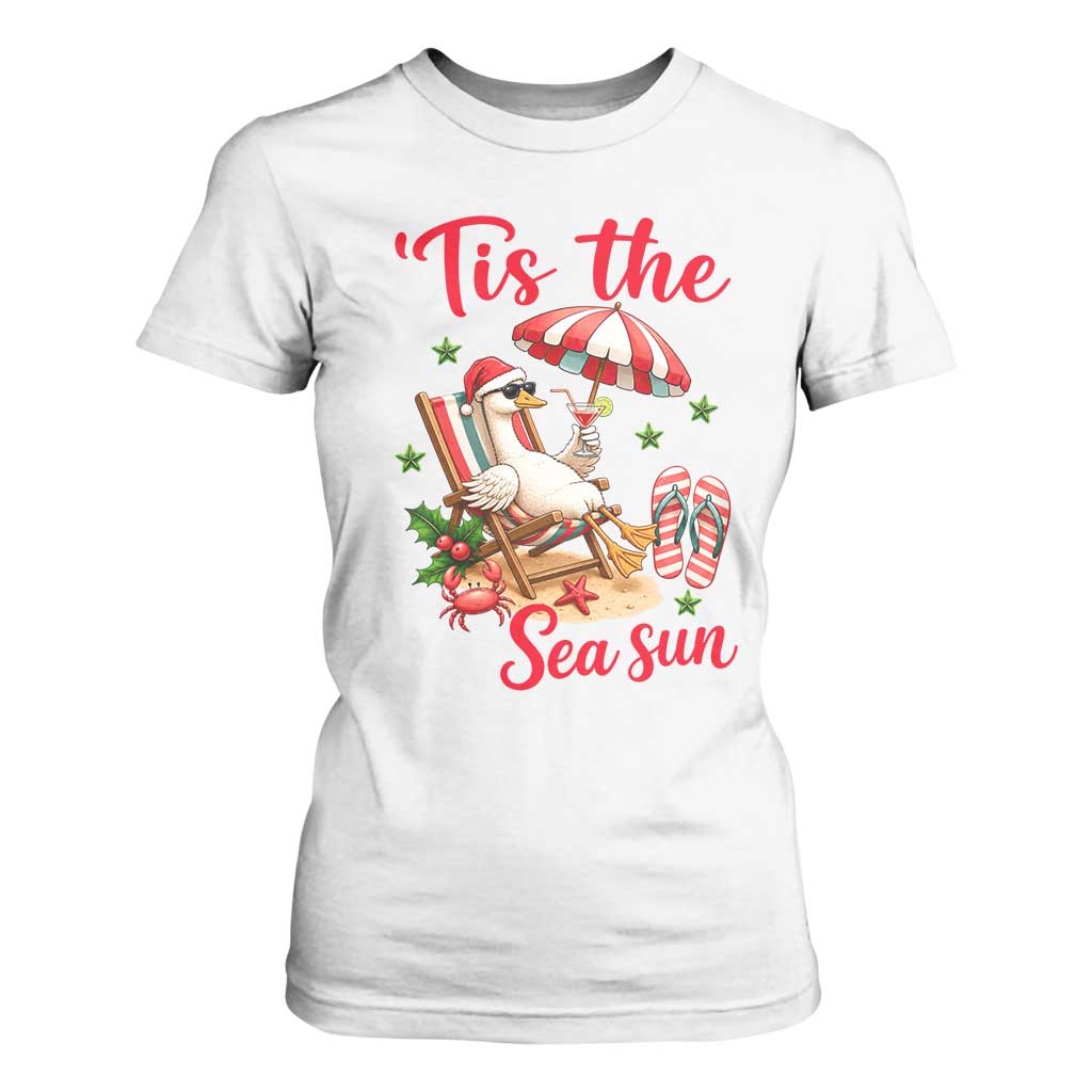 Funny Christmas In July Goose T Shirt For Women Tropical Summer Beach Party TS12 White Print Your Wear