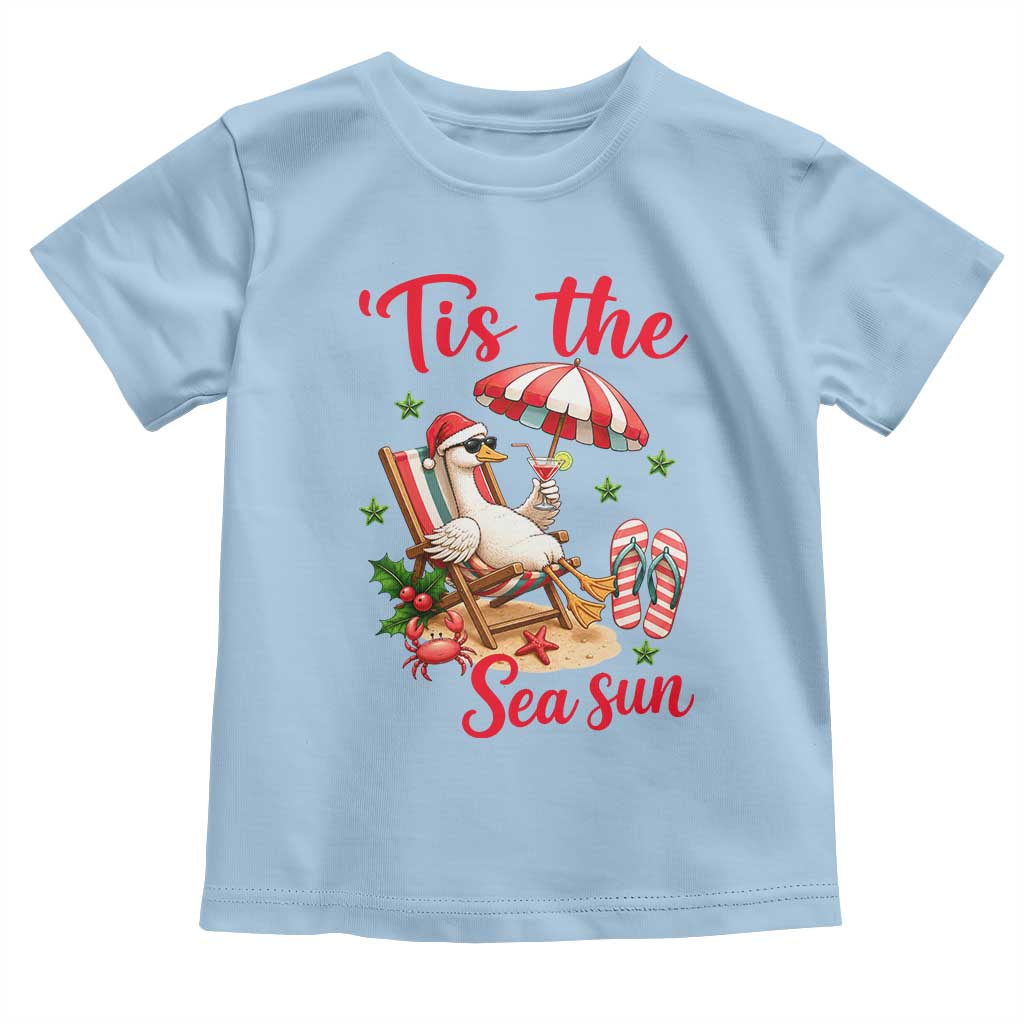 Funny Christmas In July Goose Toddler T Shirt Tropical Summer Beach Party TS12 Light Blue Print Your Wear