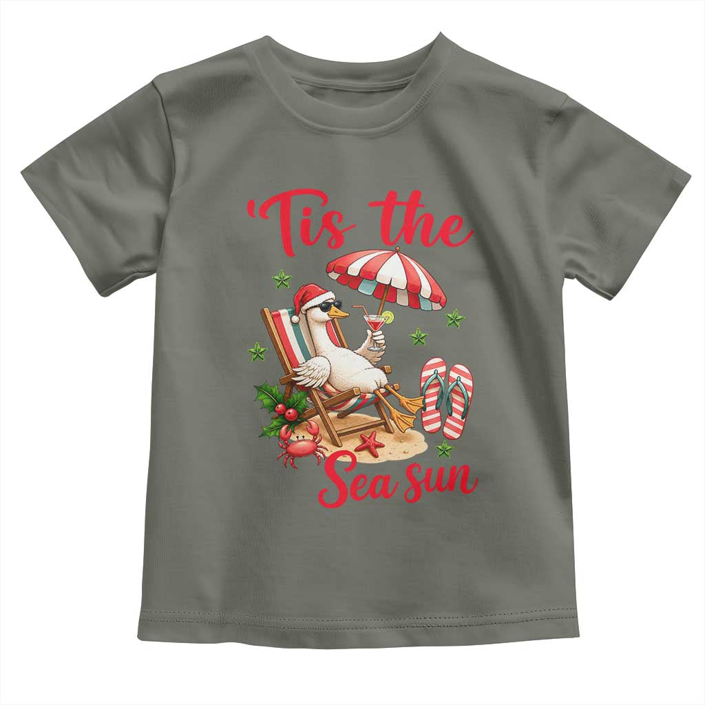 Funny Christmas In July Goose Toddler T Shirt Tropical Summer Beach Party TS12 Military Green Print Your Wear
