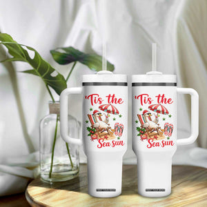 Funny Christmas In July Goose Tumbler With Handle Tropical Summer Beach Party TS12 Print Your Wear