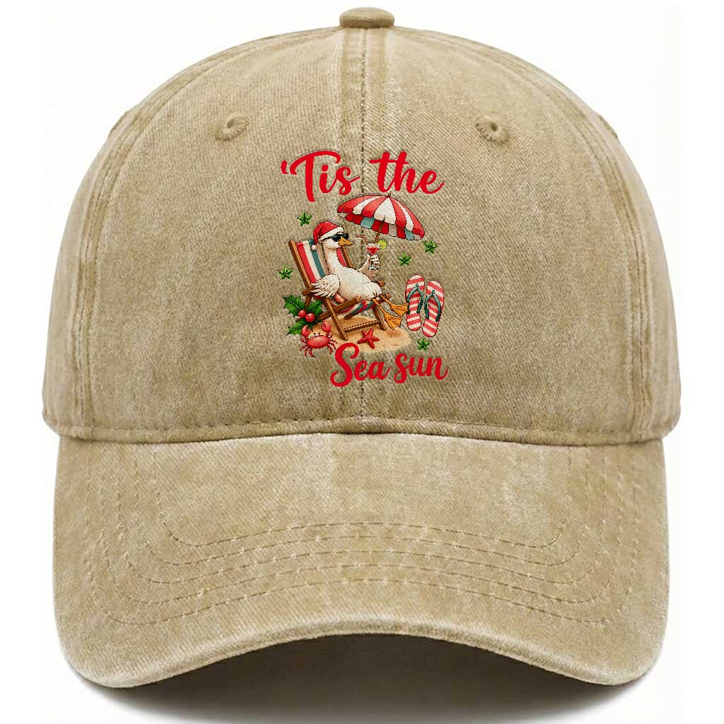 Funny Christmas In July Goose Washed Cotton Baseball Cap Tropical Summer Beach Party TS12 Print Your Wear