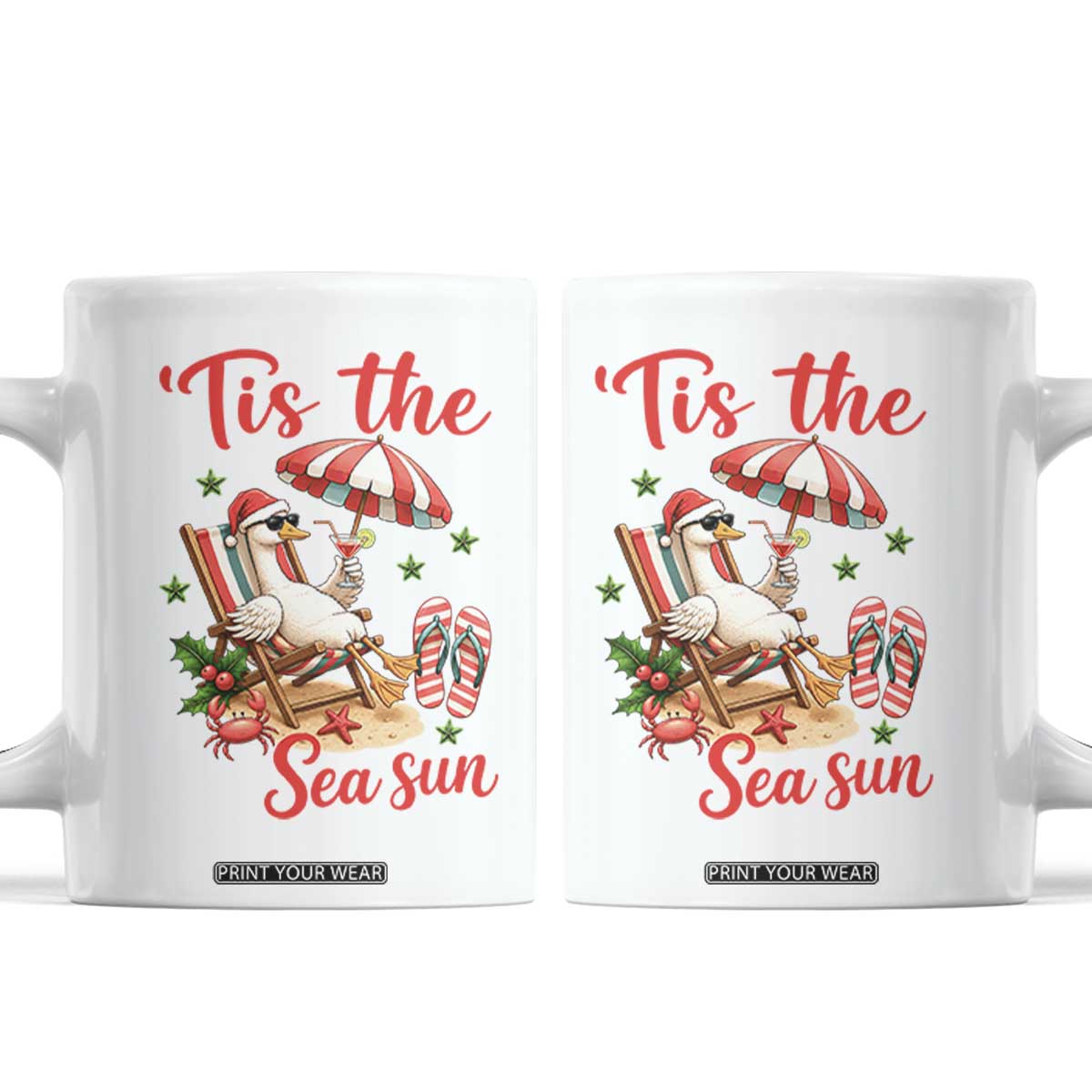 Funny Christmas In July Goose Coffee Mug Tropical Summer Beach Party
