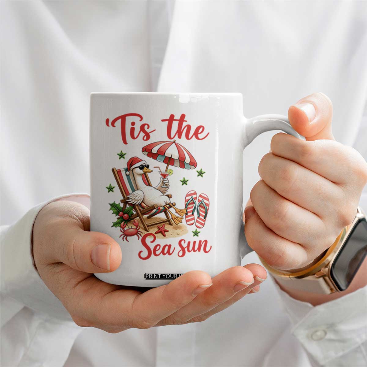 Funny Christmas In July Goose Coffee Mug Tropical Summer Beach Party TS12 Print Your Wear