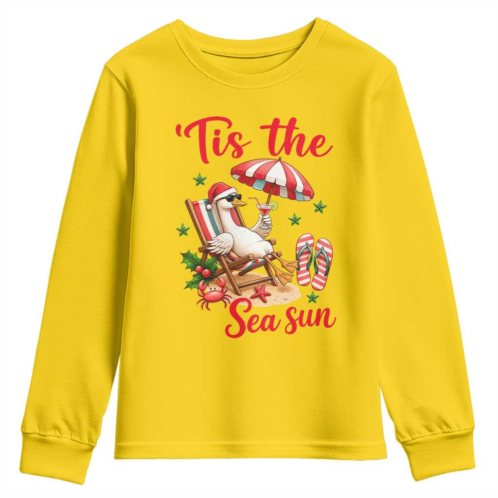 Funny Christmas In July Goose Youth Sweatshirt Tropical Summer Beach Party TS12 Daisy Print Your Wear